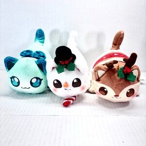 Aphmau Lot Of 3 MeeMeows Mystery Holiday Reindeer Cat, Kim Cat & Snowman Cat